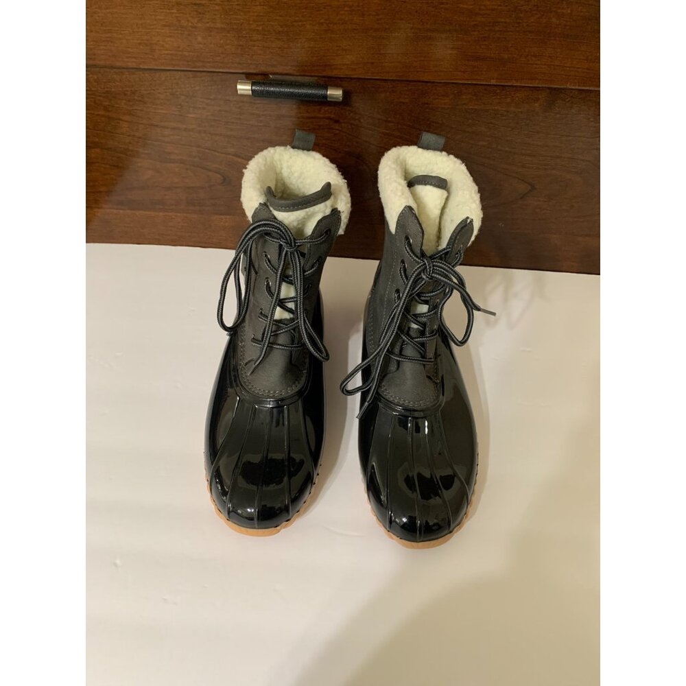 Sporto Women's Daphne Duck Boots 9M Black/Gray Faux Fur